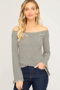Gianna Off The Shoulder Bell Sleeve Top - Picture 1 of 1