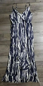 OUGES Women Maxi Dress V Neck Adjustable Spaghetti Strap Beach W/ Pockets Sz L - Picture 1 of 10