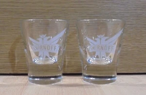 SMIRNOFF VODKA ADVERTISIGN SET OF TWO SHOT GLASSES - Picture 1 of 7