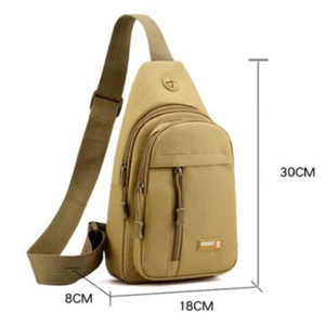 Khaki Small Sling Bag Crossbody Backpack Tactical Chest Bag for Camping Hiking  - Picture 1 of 14