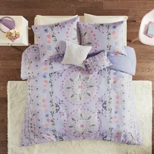 Intelligent Design Twin/TwinXL Purple Watercolor Floral Comforter 4 Piece Set - Picture 1 of 6