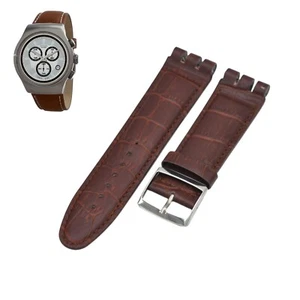 Correa de reloj de cuero marrón de 23 mm para Swatch XL Irony The Chrono YOS441 - Imagen 1 de 7