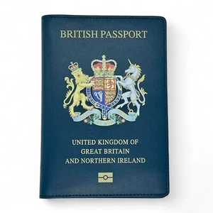 Cartera/soporte para pasaporte de viaje artesanal de cuero genuino del Reino Unido - Imagen 1 de 10