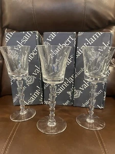 3 Val St Lambert Crystal Verre Emotion 8 1/4" Wine Glasses New Open Box - Picture 1 of 5