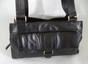 BOLSO DE MANO DE CUERO NEGRO ORGANIZADOR DE CORREAS DOBLES - Imagen 1 de 7