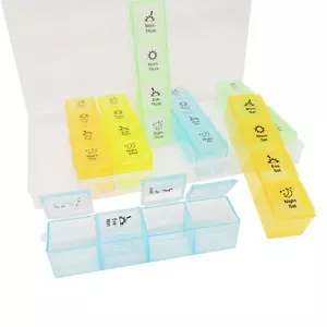 7 Tage Wöchentlich Pillen Organizer Etui Tragbar Farbcodiert Behälter Medizin Halter - Bild 1 von 10