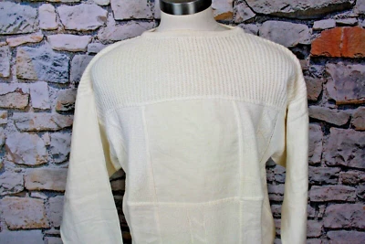 Suéter de cuello redondo tejido con cable para hombre MONDO OF ITALY diseño de panel de algodón lino M Foto 1 de 4