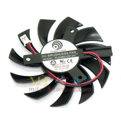 1PC 75X75X10mm 2-wire 2-pin card fan Power Logic PLD08010S12H Server Frameless - Image 1 of 2