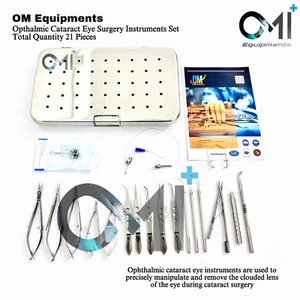 21pcs Ophthalmic Cataract Eye Micro Surgery Surgical Instruments with case box - Picture 1 of 4