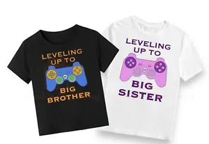 Levelling up to Big Brother / Sister Gaming pregnancy announcement gamer Tshirt