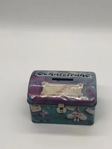 Diddl Spardose Schatztruhe Sparbüchse Metalldose Dose türkis violett - Bild 1 von 3