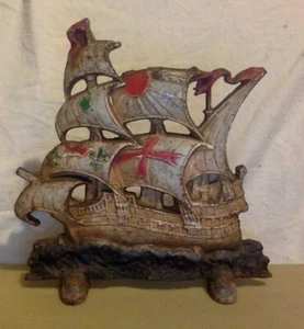 Antique Cast Iron Door Stop. Antique Sail Boat. # 1, 213 - Picture 1 of 8