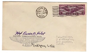 CAM 33W9 Flight Tuscon AZ - Los Angeles w/ Pilot Autographs ex Steiger 1930 - Picture 1 of 2