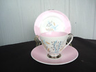 vintage mid century pink  glade trio tea cup & saucer plate set queen Anne