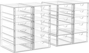 16 Drawers, Acrylic Desk Makeup Organizer, Plastic Drawers Organizer, Stackable - Picture 1 of 6