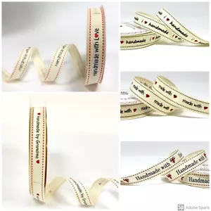Handmade/made with Love /by grandma 16mm grosgrain ribbon by Bertie's Bows. - Picture 1 of 7