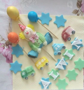 Tortendeko für Kinder-Geburtstag,Tortendekoration aus Zuckermasse-Fondant Set.Ju - Bild 1 von 8