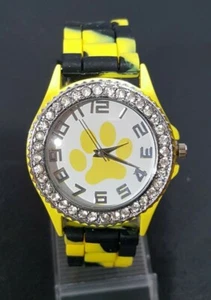 Reloj Pulsera Geneva Silicona Cara Pata Amarilla Estrás Cristal Amarillo Negro - Imagen 1 de 8
