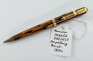 VINTAGE AMERICAN PARKER DUOFOLD PROPELLING PENCIL BLACK and GOLD – WORKING c1930 - Picture 1 of 5