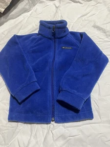 Boys Girls Columbia Youth Dark Blue Fleece Zip Up Jacket XS 6/7 - Picture 1 of 3