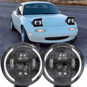 For Mazda Miata MX5 MX-5 1990-1997 Pair 7" Round LED Headlights Halo Angel Eyes - Foto 1 di 9