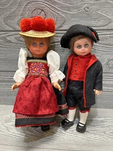 Vintage deutsche Hans Volk Puppen Junge & Mädchen 10" traditionelle Volkskleidung - Bild 1 von 10
