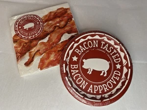 BACON Party PLATES and NAPKINS - BBQ backyard barbeque birthday - PIG Texas NEW - Picture 1 of 6