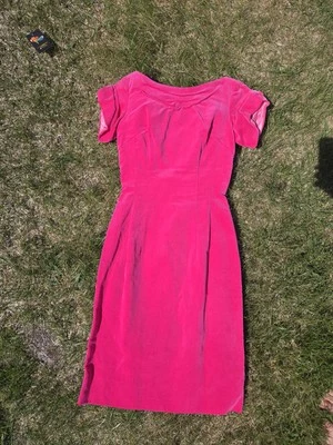Vtg 1950s Emma Domb Barbie Pink Velvet Marilyn Monroe Velvet Pencil Wiggle Dress - Image 1 of 4