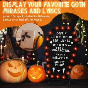 Sarg Buchstaben Brett mit Ständer eingebaute LED Lichter 620 Figuren Halloween 17"  - Bild 1 von 13