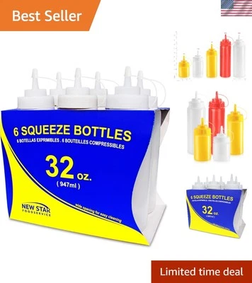 Garrafas de qualidade transparente, 32 oz boca larga, sem BPA - Pacote conveniente de 6 - Imagem 1 de 4