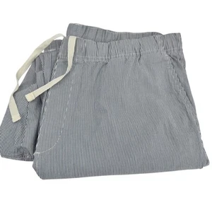 Pantalone Uniqlo uomo XL blu bianco cotone righe costiere elastico in vita 29" cuciture interne - Foto 1 di 9