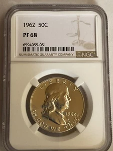 1962 Franklin Silver Half Dollar NGC PF68 Proof - Picture 1 of 4