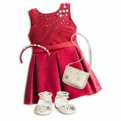 American Girl Outfit Christmas Red Party Dress Purse Tis the Season For 18" Doll