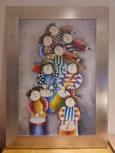 J ROYBAL Original Ölgemälde RIESIG 43x31" gerahmt Leinwand Musiker Kunst Orchester - Bild 1 von 24