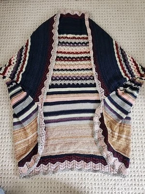 Cárdigan de punto ligero multicolor para mujer talla mediana suave acogedor largo Foto 1 de 4