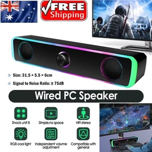 Wired PC Speakers LED Computer Stereo Speaker USB Powered for Desktop PC Laptop - Picture 1 of 14