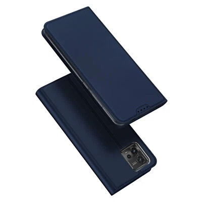 DUX DUCIS Skin Pro Imitación Cuero Billetera Estuche Abatible para Motorola Moto G72 - Azul Foto 1 de 4