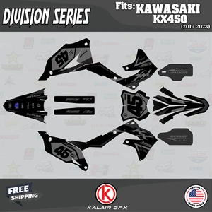 Kit Gráficos para KAWASAKI KX450 (2019-2023) Serie Division - Smoke - Imagen 1 de 6