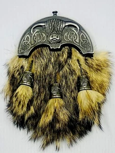 Scottish Kilt Sporran Highland Coo Cantle Antique Finish Chain Belt/Kilt Sporan - Bild 1 von 7