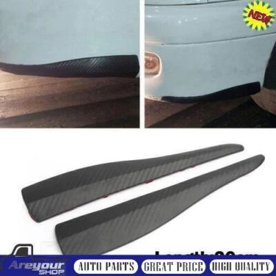 2pcs 36cm Rubber Car Front Rear Bumper Lip Anti-collision Strip Carbon Fiber - Image 1 of 4