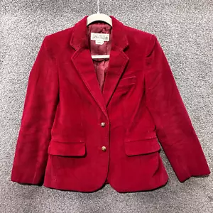 VTG Grand Tier Blazer Jacket Women 6P Red Corduroy Elbow Patches Notch Lapel - Picture 1 of 11