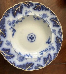 WH Grindley Flow Blue Brazil Rimmed soup Bowl - Picture 1 of 4