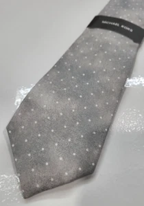 NEW Michael Kors Gray Tie Silk Blend, Handmade with Contemporary Dotted Pattern - Picture 1 of 5
