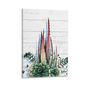 Succulent Plants Rustic Pictures Canvas Poster Wall Art Living Room Decor - Picture 1 of 13