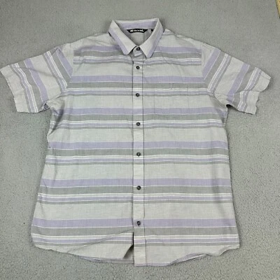 Travis Mathew Shirt Mens Extra Large Purple Striped Cotton Classic Button-Up - Image 1 of 4