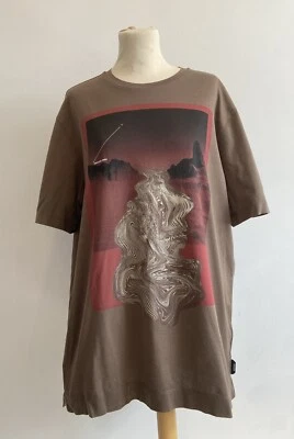 Camiseta Para Hombre Z Zegna Talla Grande Estampado Gráfico Marrón Logo Manga Corta Foto 1 de 4
