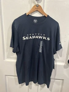 Seattle Seahawks Shirt Sz L Blue 47 Brand Logo NFL Football Embroidered Logo NEW - Picture 1 of 7