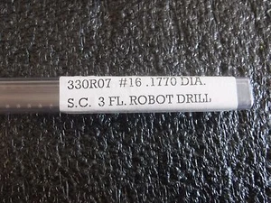 NEW 62700018, 330R07 #16 0.1770 Dia, SC 3FL Drill Bit (B) - Picture 1 of 7