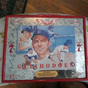 Vintage Seagrams 7 Whisky Dodgers Baseball Gil Hodges immagine specchio 21 x 17 - Foto 1 di 20