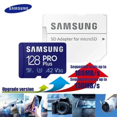 New Samsung EVO/PRO V30 4K U3 A2 128GB Flash Memory Card With Adapter MicroSDXC - Image 1 of 4